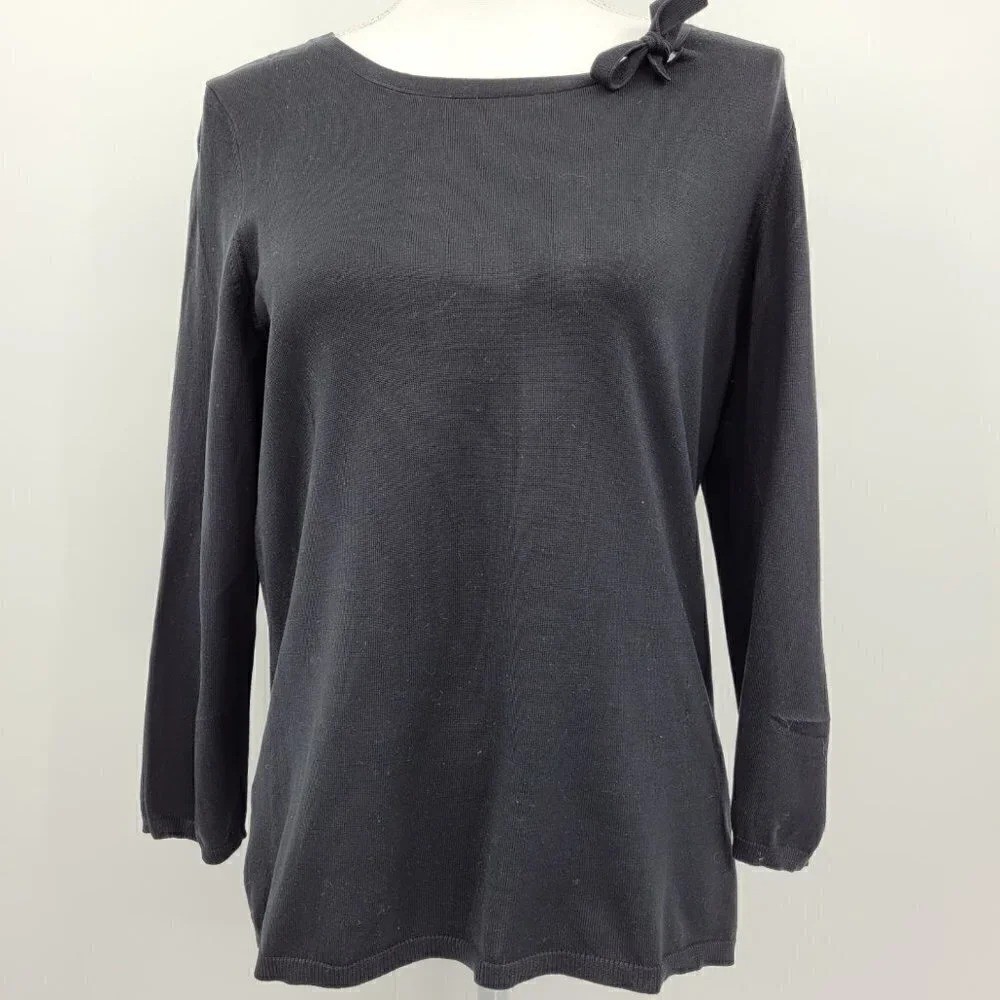 Ann Taylor Vintage Silk Blend Black Knit Sweater